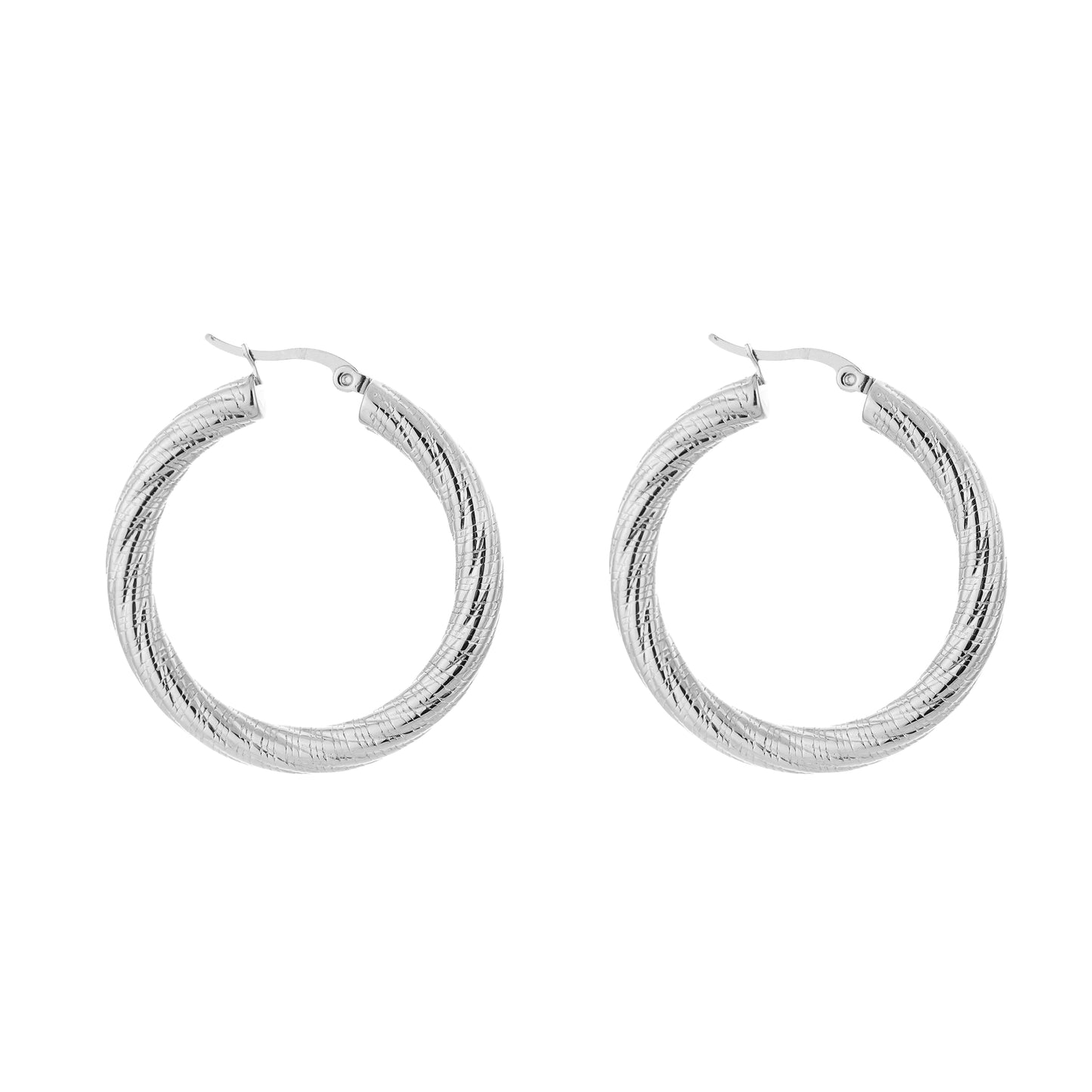 Silver Twisted Hoops